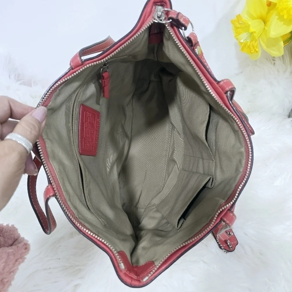 Coach Signature stripe totebag tan and pink